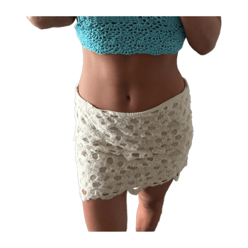 Cream crochet mini skirt