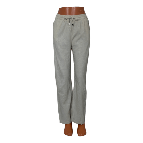 Beige linen blend trousers