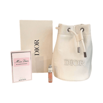 Dior valkoinen meikkilaukku + Dior Addict Lip Maximizer + Tuoksu