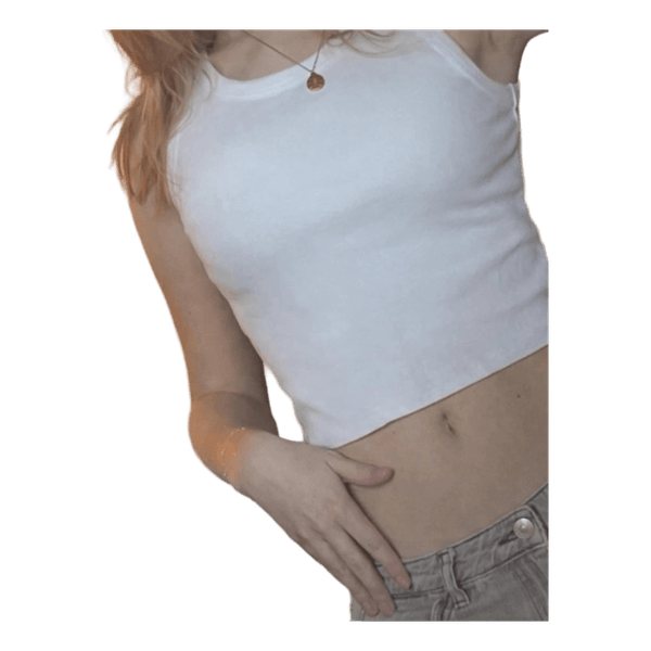 Hvid ribbet crop top