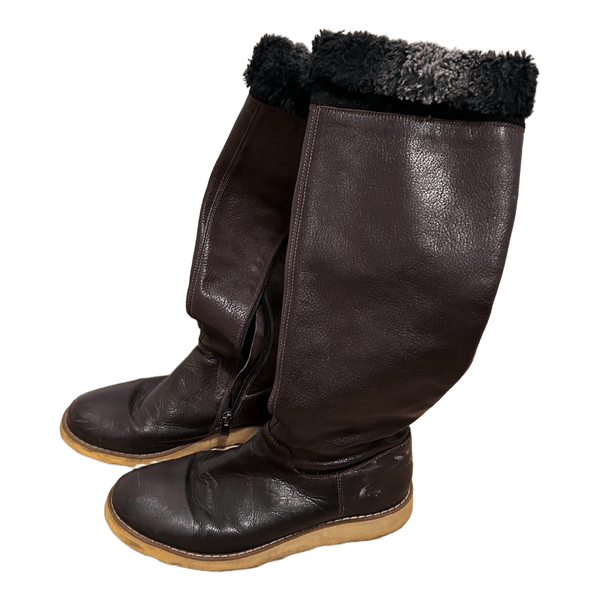 Brown leather boots