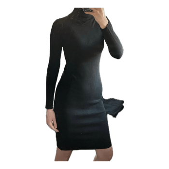 Black ribbed turtleneck dress