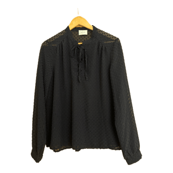 Gestuz navy blue swiss dot blouse