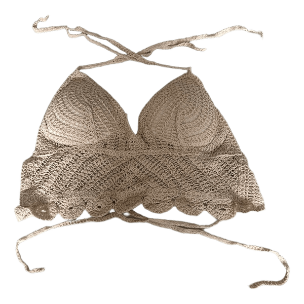 Beige crochet crop top
