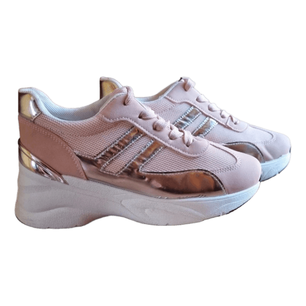 Pink metallic platform sneakers