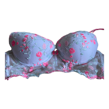 Floral embroidered longline bra