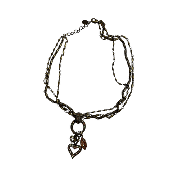 Vintage layered heart pendant necklace