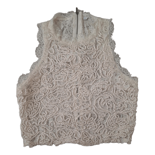 Cream/white lace crop top