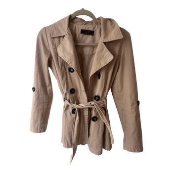 pink trench coat