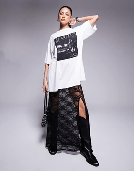 2-in-1 graphic lace midi dress
