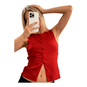 Red knitted button vest