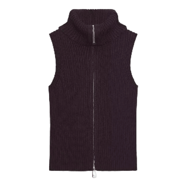 Mørkelilla strikket vest