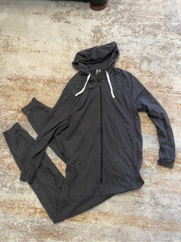 Grey zip-up jumpsuit