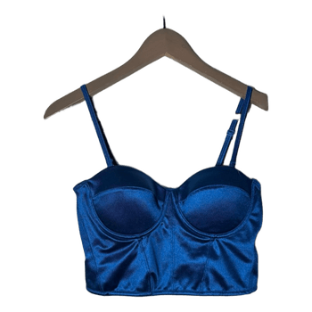 Blue satin corset top