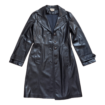 Black faux leather coat