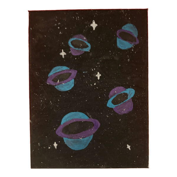 Hand painted space canvas