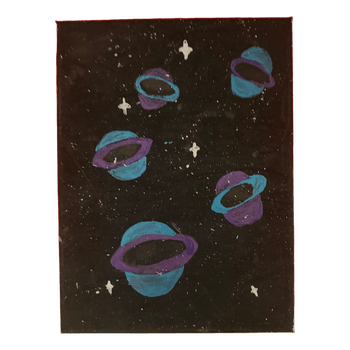 Hand painted space canvas