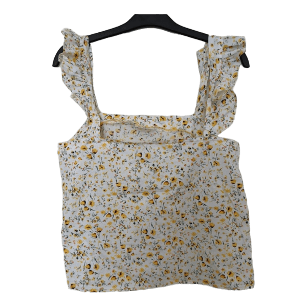 By Elina yellow floral top  str. XS/S - Handmade in France