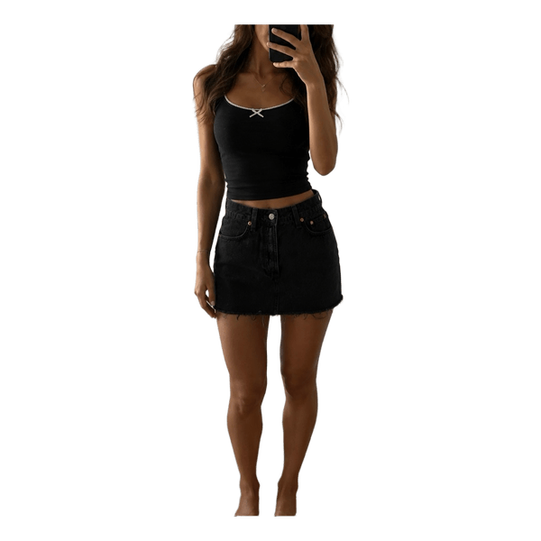 Black denim skirt