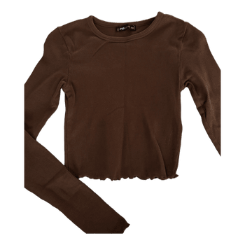 Brown ribbed long-sleeve top