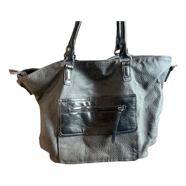 Grey faux leather handbag
