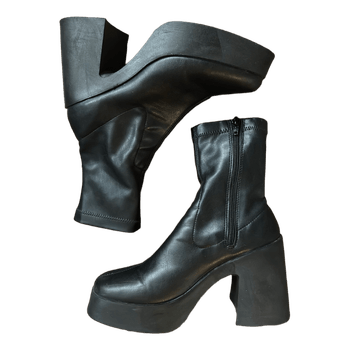 Black platform ankle boots