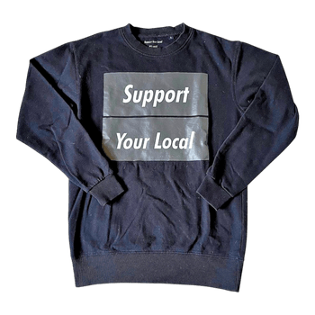 Musta Support Your Local collegepaita