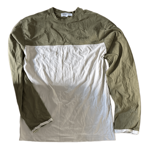 Langærmet tofarvet t-shirt