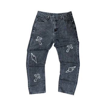 Grey embellished jeans