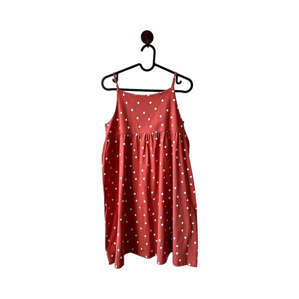 Girls Destination red and white organic cotton polka dot dress 164cm