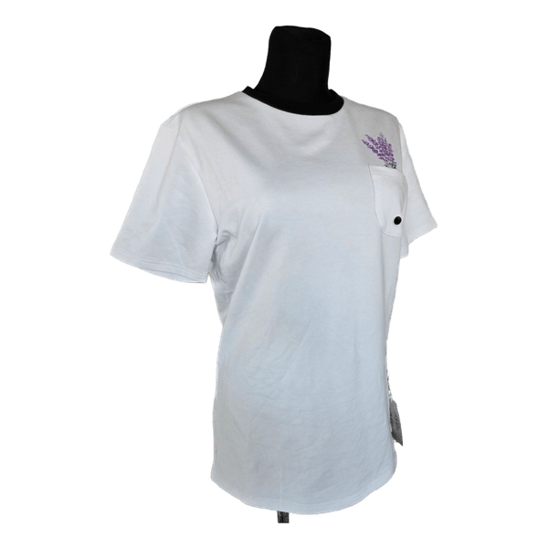White lavender print t-shirt