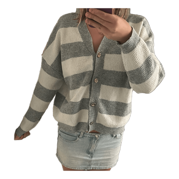 Gråstribet strikket cardigan
