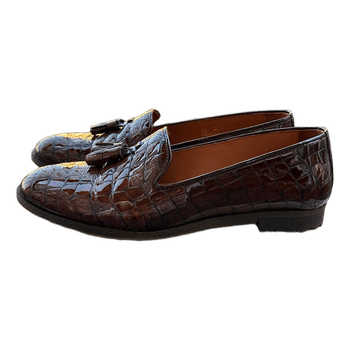 Brown leather loafers