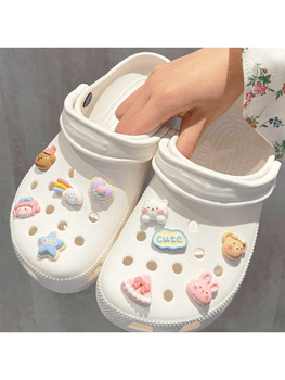 Rainbow teddy shoe charms