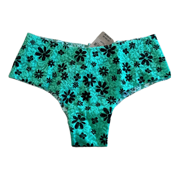 Green floral lace panties