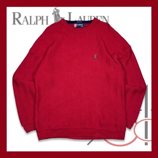 Vintage Chaps Ralph Lauren Hand Framed Chevron Knit Crewneck Sweater