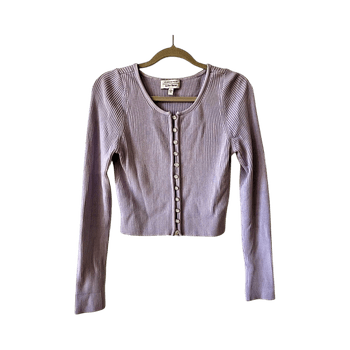 lilac ribbed button cardigan