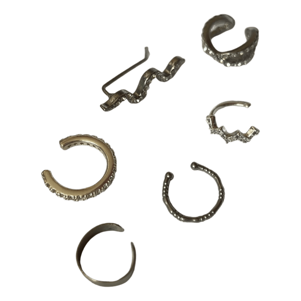 Silver tone ear cuffs set