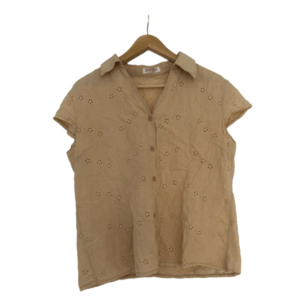 Beige kortærmet skjorte