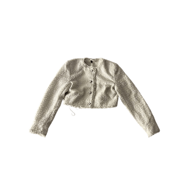 White cropped textured jacket
