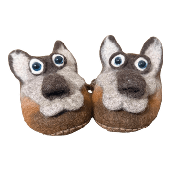 wolf felt slippers