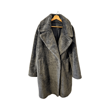 Donnakaran Newyork grey faux fur coat