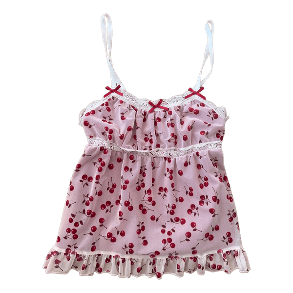 Cherry print babydoll camisole