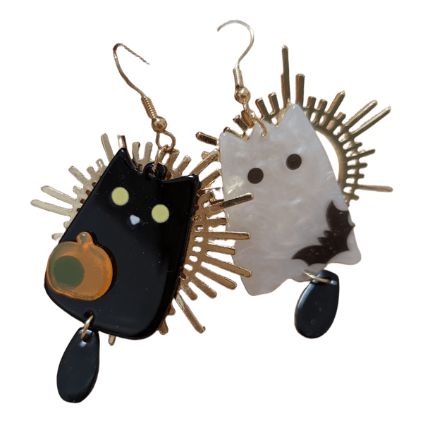 Halloween cat ghost earrings