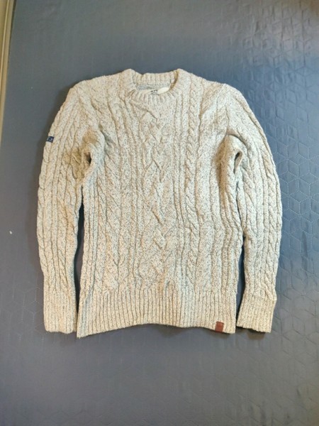 Superdry Miesten Palmikkoneule - Luonnonvalkoinen - S/M