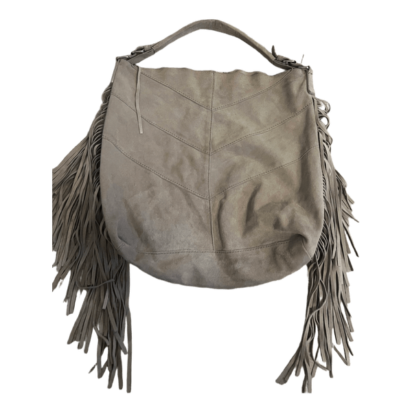 Beige suede fringe bag