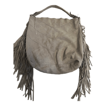 Beige suede fringe bag