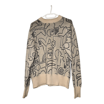 Beige abstract print sweater