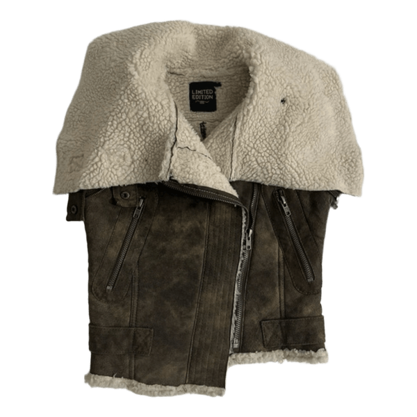 Brown faux shearling vest