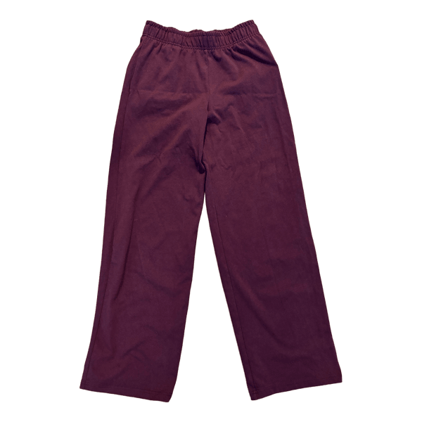 maroon wide trousers